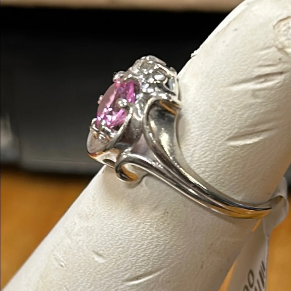 361492 Elegant 10k wg Ring with Pink and Quartz Stones - Picture 3 of 3
